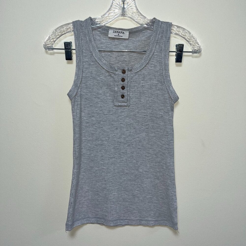 Zenana Gray Sleeveless Button-Up Tank Top